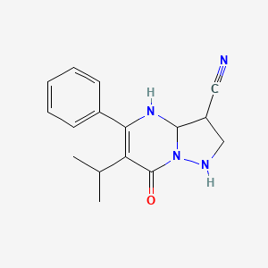 molecular formula C16H18N4O B12359372 7-oxo-5-phenyl-6-propan-2-yl-2,3,3a,4-tetrahydro-1H-pyrazolo[1,5-a]pyrimidine-3-carbonitrile 