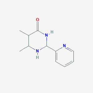 molecular formula C11H15N3O B12359467 5,6-Dimethyl-2-pyridin-2-yl-1,3-diazinan-4-one 