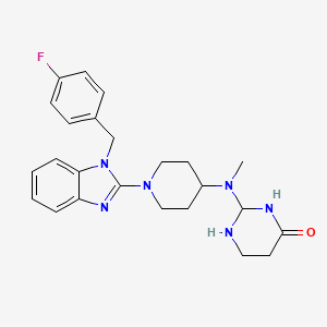 molecular formula C24H29FN6O B12359479 2-[[1-[1-[(4-Fluorophenyl)methyl]benzimidazol-2-yl]piperidin-4-yl]-methylamino]-1,3-diazinan-4-one 