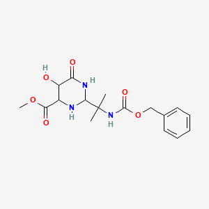 molecular formula C17H23N3O6 B12359489 Methyl 5-hydroxy-6-oxo-2-[2-(phenylmethoxycarbonylamino)propan-2-yl]-1,3-diazinane-4-carboxylate 