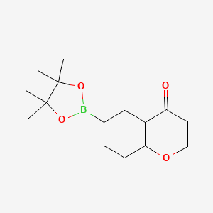 molecular formula C15H23BO4 B12359534 6-(4,4,5,5-Tetramethyl-1,3,2-dioxaborolan-2-yl)-4a,5,6,7,8,8a-hexahydrochromen-4-one 