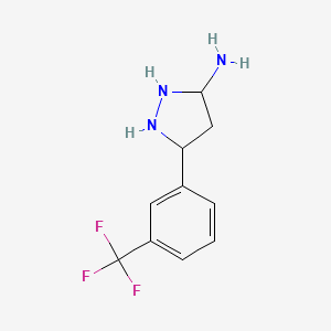 molecular formula C10H12F3N3 B12359577 5-[3-(Trifluoromethyl)phenyl]pyrazolidin-3-amine 