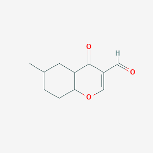 molecular formula C11H14O3 B12359578 6-Methyl-4-oxo-4a,5,6,7,8,8a-hexahydrochromene-3-carbaldehyde 