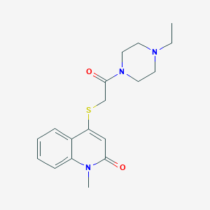 molecular formula C18H23N3O2S B1235958 4-[[2-(4-Ethyl-1-piperazinyl)-2-oxoethyl]thio]-1-methyl-2-quinolinone 