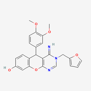 molecular formula C24H21N3O5 B1235962 5-(3,4-dimethoxyphenyl)-3-(2-furanylmethyl)-4-imino-5H-[1]benzopyrano[2,3-d]pyrimidin-8-ol 