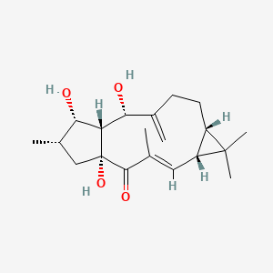 molecular formula C20H30O4 B1235966 （1R,3E,5R,7S,11S,12R,13S,14S）-1,11,13-三羟基-3,6,6,14-四甲基-10-亚甲基三环[10.3.0.05,7]十五碳-3-烯-2-酮 