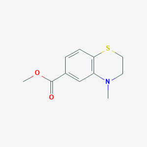 molecular formula C11H13NO2S B1235975 4-Methyl-2,3-dihydro-1,4-benzothiazine-6-carboxylic acid methyl ester 