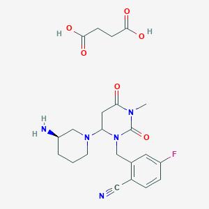 molecular formula C22H28FN5O6 B12359757 2-[[6-[(3R)-3-aminopiperidin-1-yl]-3-methyl-2,4-dioxo-1,3-diazinan-1-yl]methyl]-4-fluorobenzonitrile;butanedioic acid 