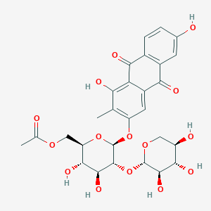 molecular formula C28H30O15 B1235979 1,3,6-trihydroxy-2-methyl-9,10-anthraquinone-3-O-(6'-O-acetyl)-beta-D-xylopyranosyl-(1->2)-beta-D-glucopyranoside 
