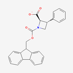 molecular formula C25H20NO4- B12359988 1,2-Azetidinedicarboxylic acid, 3-phenyl-, 1-(9H-fluoren-9-ylmethyl) ester, (2R,3R)-rel- 