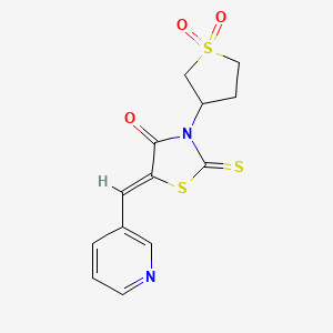 molecular formula C13H12N2O3S3 B1236006 (5Z)-3-(1,1-二氧代硫杂环丙烷-3-基)-5-(吡啶-3-基亚甲基)-2-硫杂亚甲基-1,3-噻唑烷-4-酮 