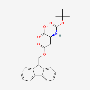 molecular formula C23H24NO6- B12360152 L-Aspartic acid, N-[(1,1-dimethylethoxy)carbonyl]-, 4-(9H-fluoren-9-ylmethyl) ester 