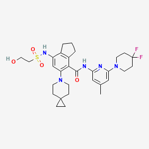 molecular formula C30H39F2N5O4S B12360162 5-(6-azaspiro[2.5]octan-6-yl)-N-[6-(4,4-difluoropiperidin-1-yl)-4-methylpyridin-2-yl]-7-(2-hydroxyethylsulfonylamino)-2,3-dihydro-1H-indene-4-carboxamide 