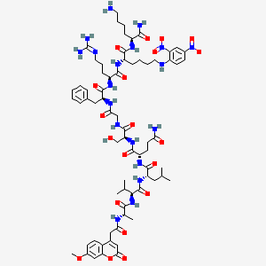 (2S)-N-[(2S)-1-[[2-[[(2S)-1-[[(2S)-5-(diaminomethylideneamino)-1-[[(2S)-1-[[(2S)-1,6-diamino-1-oxohexan-2-yl]amino]-6-(2,4-dinitroanilino)-1-oxohexan-2-yl]amino]-1-oxopentan-2-yl]amino]-1-oxo-3-phenylpropan-2-yl]amino]-2-oxoethyl]amino]-3-hydroxy-1-oxopropan-2-yl]-2-[[(2S)-2-[[(2S)-2-[[(2S)-2-[[2-(7-methoxy-2-oxochromen-4-yl)acetyl]amino]propanoyl]amino]-3-methylbutanoyl]amino]-4-methylpentanoyl]amino]pentanediamide