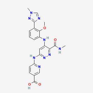 molecular formula C22H21N9O4 B12360333 6-[[5-[2-Methoxy-3-(1-methyl-1,2,4-triazol-3-yl)anilino]-6-(methylcarbamoyl)pyridazin-3-yl]amino]pyridine-3-carboxylic acid 