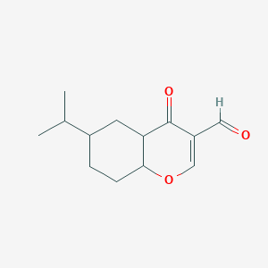 molecular formula C13H18O3 B12360565 4-Oxo-6-propan-2-yl-4a,5,6,7,8,8a-hexahydrochromene-3-carbaldehyde 