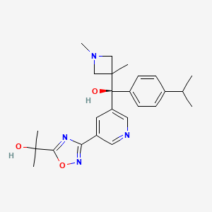 molecular formula C25H32N4O3 B12360635 2-[3-[5-[(R)-(1,3-dimethylazetidin-3-yl)-hydroxy-(4-propan-2-ylphenyl)methyl]pyridin-3-yl]-1,2,4-oxadiazol-5-yl]propan-2-ol 