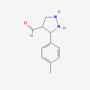 molecular formula C11H14N2O B12360644 3-(4-Methylphenyl)pyrazolidine-4-carbaldehyde 