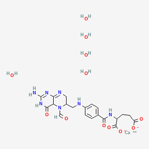 molecular formula C20H31CaN7O12 B12360821 Calcium;2-[[4-[(2-amino-5-formyl-4-oxo-3,4a,6,7-tetrahydropteridin-6-yl)methylamino]benzoyl]amino]pentanedioate;pentahydrate 