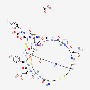 molecular formula C61H83N15O23S6 B12361007 H-Cys(1)-Cys(2)-Glu-Tyr-Cys(3)-Cys(1)-Asn-Pro-Ala-Cys(2)-DL-Thr-Gly-Cys(3)-Tyr-OH.CH3CO2H 