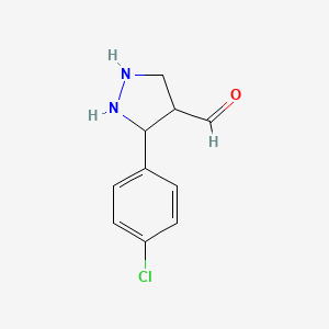 molecular formula C10H11ClN2O B12361012 3-(4-Chlorophenyl)pyrazolidine-4-carbaldehyde 