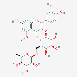 2-(3,4-dihydroxyphenyl)-7-hydroxy-5-methoxy-3-[(2S,3R,4S,5R,6R)-3,4,5-trihydroxy-6-[[(2R,3R,4R,5R,6S)-3,4,5-trihydroxy-6-methyloxan-2-yl]oxymethyl]oxan-2-yl]oxychromen-4-one