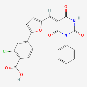 2-chloro-4-(5-{[1-(4-methylphenyl)-2,4,6-trioxotetrahydro-5(2H)-pyrimidinylidene]methyl}-2-furyl)benzoic acid