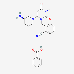 molecular formula C25H29N5O4 B12361624 2-[[6-[(3R)-3-aminopiperidin-1-yl]-3-methyl-2,4-dioxo-1,3-diazinan-1-yl]methyl]benzonitrile;benzoic acid 