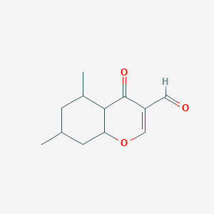 molecular formula C12H16O3 B12361683 5,7-Dimethyl-4-oxo-4a,5,6,7,8,8a-hexahydrochromene-3-carbaldehyde 