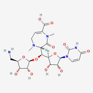 molecular formula C22H31N5O12 B12361830 (2S)-2-[(S)-[(2S,3R,4S,5R)-5-(aminomethyl)-3,4-dihydroxyoxolan-2-yl]oxy-[(2S,3S,4R,5R)-5-(2,4-dioxopyrimidin-1-yl)-3,4-dihydroxyoxolan-2-yl]methyl]-1,4-dimethyl-3-oxo-2,7-dihydro-1,4-diazepine-5-carboxylic acid 