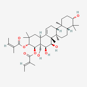 molecular formula C40H62O8 B1236195 [(3R,4R,4aR,5S,6R,6aR,6aS,6bR,8aR,10S,12aR,14bS)-5,6,10-trihydroxy-4a-(hydroxymethyl)-2,2,6a,6b,9,9,12a-heptamethyl-4-[(E)-2-methylbut-2-enoyl]oxy-1,3,4,5,6,6a,7,8,8a,10,11,12,13,14b-tetradecahydropicen-3-yl] (Z)-2-methylbut-2-enoate CAS No. 92948-00-0