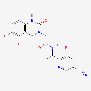 molecular formula C18H14F3N5O2 B12362047 N-[(1R)-1-(5-cyano-3-fluoropyridin-2-yl)ethyl]-2-(5,6-difluoro-2-oxo-1,4-dihydroquinazolin-3-yl)acetamide 