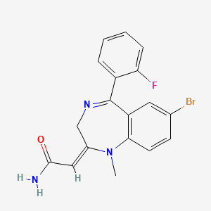 B1236216 (2E)-2-[7-bromo-5-(2-fluorophenyl)-1-methyl-3H-1,4-benzodiazepin-2-ylidene]acetamide CAS No. 124783-68-2