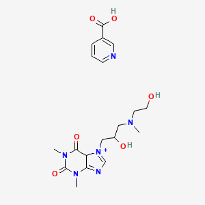 molecular formula C19H27N6O6+ B12362210 7-[2-hydroxy-3-[2-hydroxyethyl(methyl)amino]propyl]-1,3-dimethyl-5H-purin-7-ium-2,6-dione;pyridine-3-carboxylic acid 