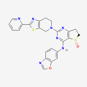 molecular formula C24H19N7O2S2 B12362216 N-[(5R)-5-oxo-2-(2-pyridin-2-yl-6,7-dihydro-4H-[1,3]thiazolo[5,4-c]pyridin-5-yl)-6,7-dihydrothieno[3,2-d]pyrimidin-4-yl]-1,3-benzoxazol-6-amine 