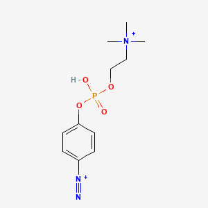 molecular formula C11H18N3O4P+2 B1236228 4-Diazoniophenylphosphorylcholine CAS No. 35697-91-7