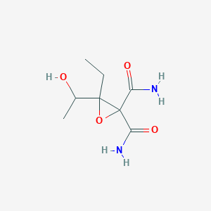 molecular formula C8H14N2O4 B123623 1,1-Dicarbamoyl-1,2-epoxy-2-ethyl-3-hydroxybutane CAS No. 142438-72-0