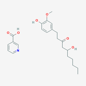 molecular formula C23H31NO6 B1236236 5-Hydroxy-1-(4-hydroxy-3-methoxyphenyl)decan-3-one;pyridine-3-carboxylic acid 
