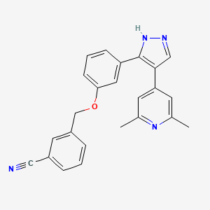 3-[[3-[4-(2,6-dimethylpyridin-4-yl)-1H-pyrazol-5-yl]phenoxy]methyl]benzonitrile