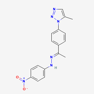 molecular formula C17H16N6O2 B1236261 1-[4-(5-methyl-1H-1,2,3-triazol-1-yl)phenyl]ethanone (4-nitrophenyl)hydrazone 