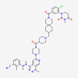 molecular formula C50H60ClN11O4 B12362614 3-[(1R)-1-[[7-[4-[1-[[3-[4-chloro-3-(2,4-dioxo-1,3-diazinan-1-yl)benzoyl]-3-azaspiro[5.5]undecan-9-yl]methyl]piperidine-4-carbonyl]piperazin-1-yl]-4-methylpyrido[3,4-d]pyridazin-1-yl]amino]ethyl]-2-methylbenzonitrile 