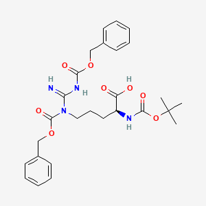 Ornithine, N2,N5-dicarboxy-N5-(carboxyamidino)-, dibenzyl tert-butyl ester (7CI); 11-Oxa-2,4,9-triazatridecanoic acid, 8-carboxy-3-imino-12,12-dimethyl-10-oxo-4-[(phenylmethoxy)carbonyl]-, 1-(phenylmethyl) ester, (S)-