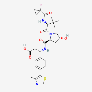 molecular formula C28H35FN4O6S B12362691 (3S)-3-[[(2S,4R)-1-[(2S)-2-[(1-fluorocyclopropanecarbonyl)amino]-3,3-dimethylbutanoyl]-4-hydroxypyrrolidine-2-carbonyl]amino]-3-[4-(4-methyl-1,3-thiazol-5-yl)phenyl]propanoic acid 