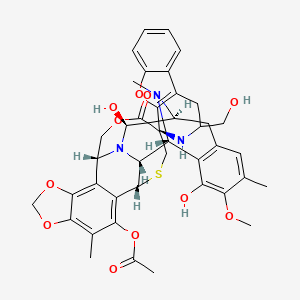 [(1R,2R,3R,11S,12S,14R,26R)-5,12-dihydroxy-3'-(hydroxymethyl)-6-methoxy-7,21,30-trimethyl-27-oxospiro[17,19,28-trioxa-24-thia-13,30-diazaheptacyclo[12.9.6.13,11.02,13.04,9.015,23.016,20]triaconta-4(9),5,7,15,20,22-hexaene-26,1'-3,4-dihydro-2H-[1]benzofuro[2,3-c]pyridine]-22-yl] acetate