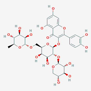 2-(3,4-dihydroxyphenyl)-3-[(2S,3R,4S,5R,6R)-4,5-dihydroxy-6-[[(2R,3R,4R,5R,6S)-3,4,5-trihydroxy-6-methyloxan-2-yl]oxymethyl]-3-[(2S,3R,4S,5R)-3,4,5-trihydroxyoxan-2-yl]oxyoxan-2-yl]oxy-5,7-dihydroxychromen-4-one