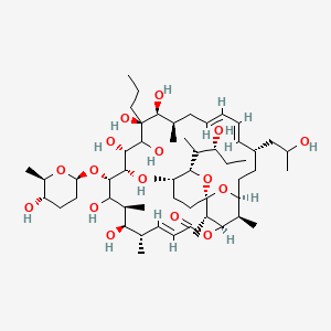 molecular formula C54H94O16 B12362828 (1R,4E,5'S,6S,6'R,7R,8S,10S,11S,12S,14S,15S,16R,18E,20E,22S,25S,27S,28S,29R)-7,9,11,12,13,14,15-heptahydroxy-10-[(2S,5S,6R)-5-hydroxy-6-methyloxan-2-yl]oxy-6'-[(3R)-3-hydroxypentan-2-yl]-22-(2-hydroxypropyl)-5',6,8,16,28,29-hexamethyl-14-propylspiro[2,26-dioxabicyclo[23.3.1]nonacosa-4,18,20-triene-27,2'-oxane]-3-one 