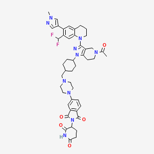 molecular formula C46H52F2N10O5 B12362870 5-[4-[[4-[5-acetyl-3-[7-(difluoromethyl)-6-(1-methylpyrazol-4-yl)-3,4-dihydro-2H-quinolin-1-yl]-6,7-dihydro-4H-pyrazolo[4,3-c]pyridin-1-yl]cyclohexyl]methyl]piperazin-1-yl]-2-(2,6-dioxopiperidin-3-yl)isoindole-1,3-dione 