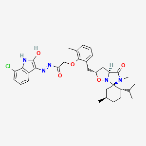 2-[2-[[(2R,2'S,3aS,5'R,6S)-5,5'-dimethyl-4-oxo-2'-propan-2-ylspiro[3,3a-dihydro-2H-imidazo[1,5-b][1,2]oxazole-6,1'-cyclohexane]-2-yl]methyl]-6-methylphenoxy]-N-[(7-chloro-2-hydroxy-1H-indol-3-yl)imino]acetamide