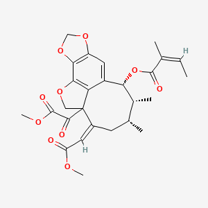 molecular formula C27H30O10 B12363070 [(5Z,7R,8R,9R)-4-(2-methoxy-2-oxoacetyl)-5-(2-methoxy-2-oxoethylidene)-7,8-dimethyl-2,13,15-trioxatetracyclo[8.6.1.04,17.012,16]heptadeca-1(17),10,12(16)-trien-9-yl] (Z)-2-methylbut-2-enoate 