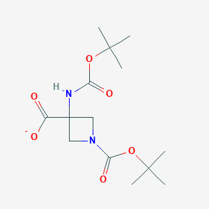 molecular formula C14H23N2O6- B12363225 1,3-Azetidinedicarboxylic acid, 3-[[(1,1-dimethylethoxy)carbonyl]amino]-, 1-(1,1-dimethylethyl) ester 